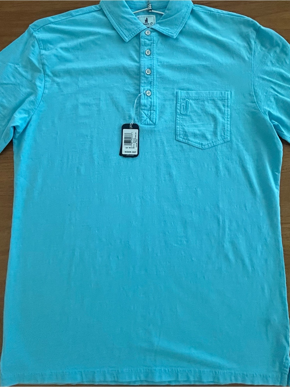Men's Light Blue Short-Sleeve Polo Shirt with Chest Pocket Hangin Out Topaz